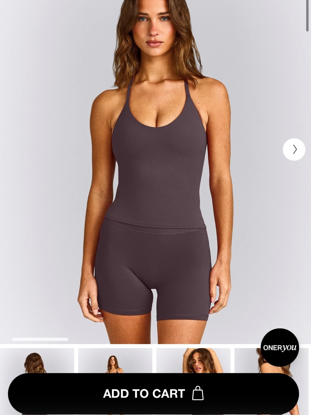 Oner Active Seamless Scoop Tank Romper in Deep Taupe
